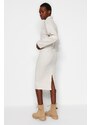 Trendyol Beige Normal Waist Thessaloniki/Knitwear Look Midi Pencil Skirt,