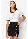 Trendyol Black Knitted Mini Skirt With Buttons