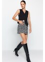 Trendyol Black Tweed Fabric Crowbar Pattern Mini Woven Skirt