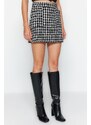 Trendyol Black Tweed Fabric Crowbar Pattern Mini Woven Skirt