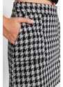 Trendyol Black Tweed Fabric Crowbar Pattern Mini Woven Skirt