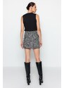 Trendyol Black Tweed Fabric Crowbar Pattern Mini Woven Skirt