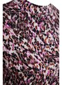 Trendyol růžové volánové mini tkané šaty s vysokým výstřihem