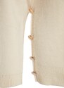 Trendyol Curve Cream Button Detailní svetr z pleteného roláku