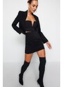 Trendyol Black Fitted Draped Knit Skirt