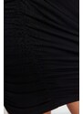 Trendyol Black Fitted Draped Knit Skirt