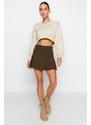 Trendyol Khaki Pleated Mini Woven Skirt