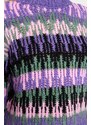 Trendyol fialový měkký texturovaný tlustý pletený svetr s vysokým výstřihem