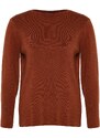Trendyol Curve Brown Sleeve Button Detailed Knitwear Sweater
