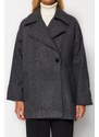 Trendyol Anthracite Oversize široký řez lisovaný kabát