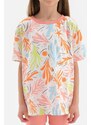 Dagi Multicolour Coral Printed Short Sleeve Pajamas Set