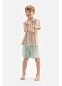 Dagi Multicolour Shirt Collar Striped Short Sleeved Shorts Pajamas Set