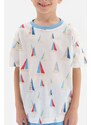 Dagi White Sailboat Printed Crewneck T-Shirt, Shorts and Pajamas Set.