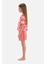 Dagi Pink Size Printed Slogan Detail Short Sleeve T-Shirt, Shorts Pajamas Set.