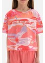 Dagi Pink Size Printed Slogan Detail Short Sleeve T-Shirt, Shorts Pajamas Set.