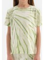 Dagi Light Green Featuring a Printed Short Sleeve T-shirt, Shorts Pajamas Set