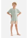 Dagi Mint Half Pops, Embroidery Detailed T-shirts, Shorts, Pajamas Set.