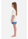 Dagi White Print Detailed Short Sleeve T-shirt, Shorts Pajamas Set.