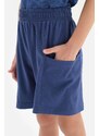 Dagi Navy Blue Metre Printed Pajama Set with Pocket Detail Shorts