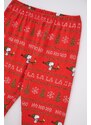 Dagi Red Crewneck Raglan Sleeve Snoopy Printed Undergraduate Pajamas Set