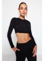 Trendyol Black Knotted Knitted Crop Blouse