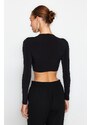 Trendyol Black Knotted Knitted Crop Blouse