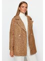 Trendyol Camel Oversize Wide Cut Stamped Coat