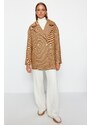 Trendyol Camel Oversize Wide Cut Stamped Coat