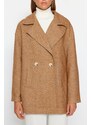 Trendyol Camel Oversize Wide Cut Stamped Coat