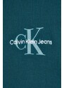 Bavlněný svetr Calvin Klein Jeans zelená barva, lehký