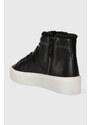 Kožené kecky Calvin Klein FLATFORM CUPSOLE HIGHTOP W/HW WL dámské, černá barva, HW0HW01667