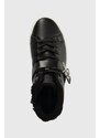 Kožené kecky Calvin Klein FLATFORM CUPSOLE HIGHTOP W/HW WL dámské, černá barva, HW0HW01667