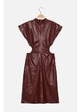 Trendyol Claret Red Cut Out Detailed Stand Collar Dress