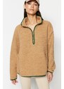 Trendyol Camel Plush Knitted Sports Sweatshirt