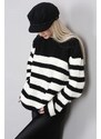 Madmext Women's Black Striped Sweater