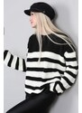 Madmext Women's Black Striped Sweater