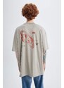 DEFACTO Oversize Fit Crew Neck Printed T-Shirt