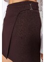 Trendyol Dark Brown Belted High Waist Mini Weave Mini Skirt