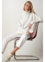 Happiness İstanbul Women's Bone Turtleneck Knitwear Sweater