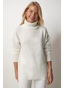 Happiness İstanbul Women's Bone Turtleneck Knitwear Sweater