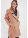 Trendyol Camel Button Closure Cachet Coat