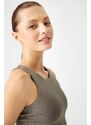 LOS OJOS Khaki Barbell Neckline Bra T-shirt