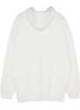 Trendyol Ecru Plus Size Basic Comfortable Hooded Labeled Fleece Cotton Sweatshirt