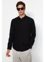 Trendyol Limited Edition Black Men's Regular Fit Large Collar Shirt