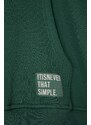 Trendyol Green Plus Size Basic Comfortable Hooded Labeled Fleece Cotton Sweatshirt