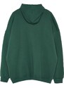 Trendyol Green Plus Size Basic Comfortable Hooded Labeled Fleece Cotton Sweatshirt