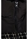 Trendyol Black Premium Oversize Tweed Puffy Coat