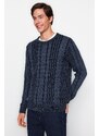 Trendyol Indigo Regular Fit Wash Effect Hair Knit Knitwear Sweater