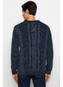 Trendyol Indigo Regular Fit Wash Effect Hair Knit Knitwear Sweater