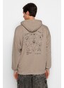 Trendyol Mink Oversize/Wide-Fit Hooded Mystic Back Printed Cotton Sweatshirt